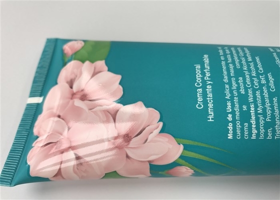 Pink flower 8 color full offset and silk screen printng white Plastic Cream 250ml tube with white flip top cap