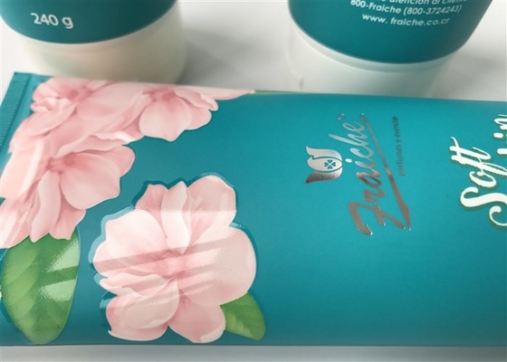 Pink flower 8 color full offset and silk screen printng white Plastic Cream 250ml tube with white flip top cap