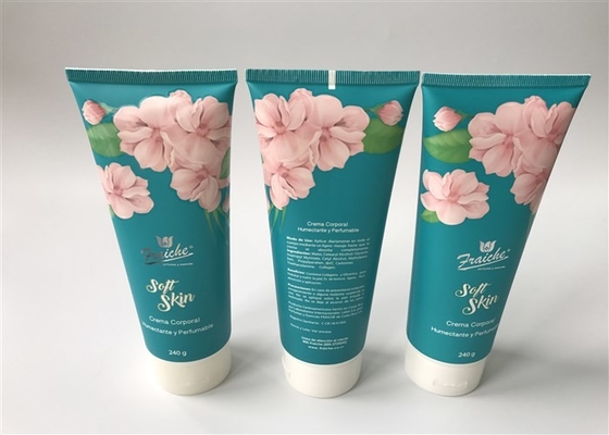 Pink flower 8 color full offset and silk screen printng white Plastic Cream 250ml tube with white flip top cap