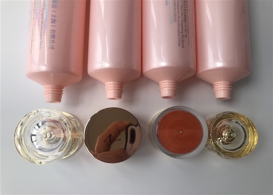 Pink Pearl 5 Layer Empty Cosmetic Tubes With Different Types Of Acrylic Caps